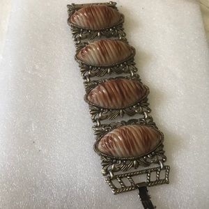 Art Deco vintage shell wide bracelet